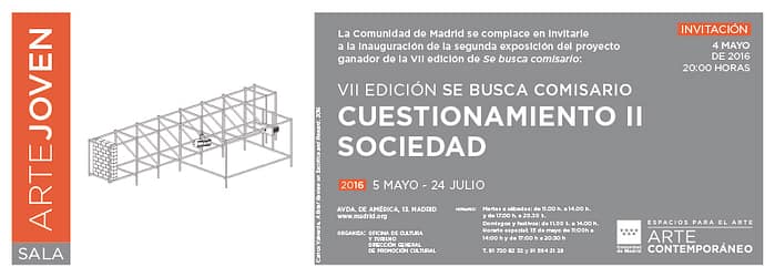 Invitacion Sala Arte Joven. Cuestionamiento II SOCIEDAD